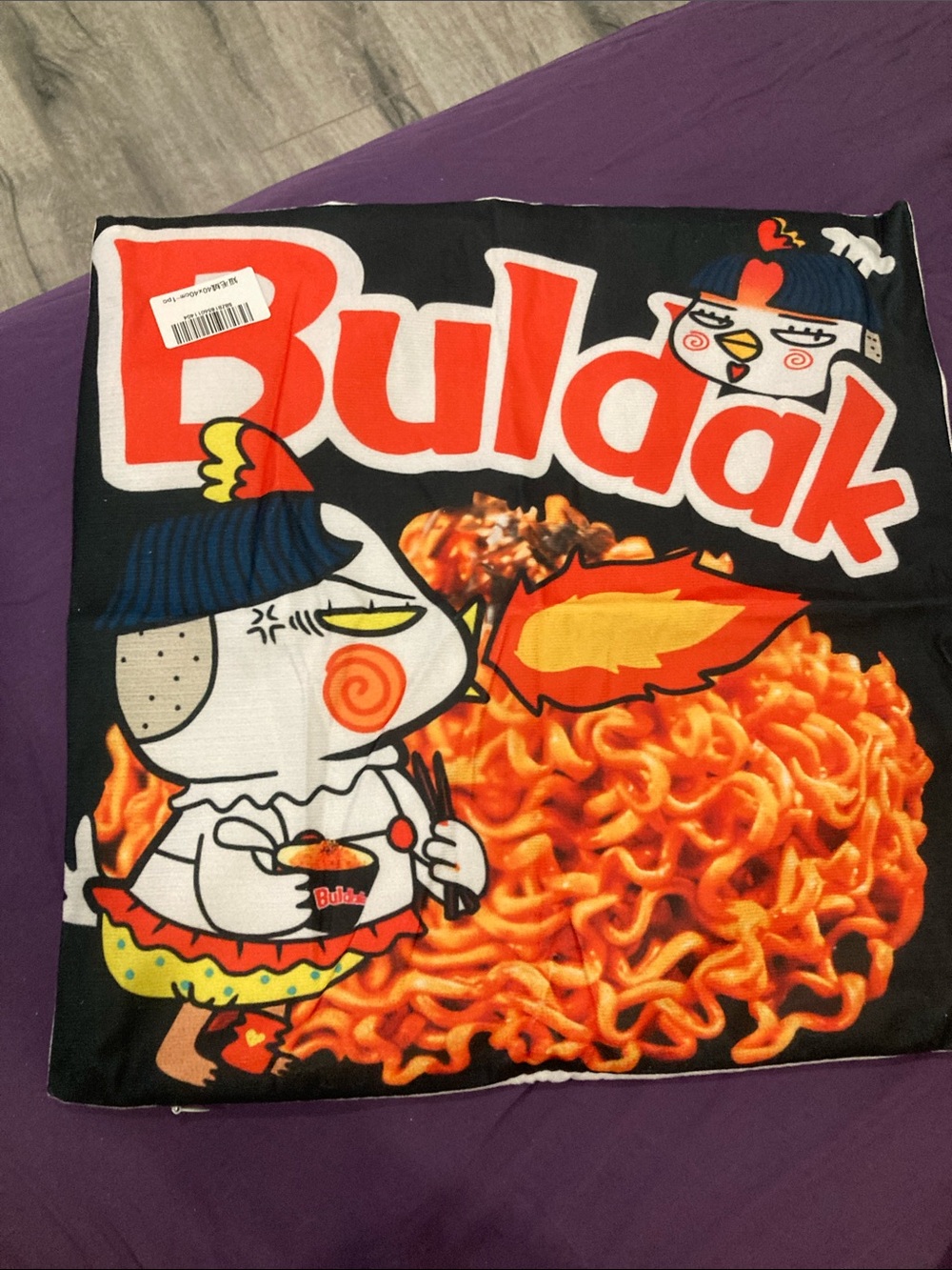 Buldak Graphic Noodle Pillow Case - Black & Orange